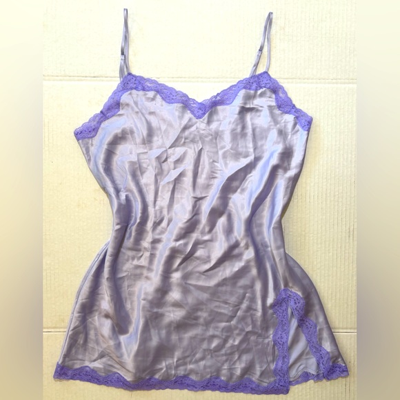 Victorias Secret Pink Label Lavender Satin & Lace Spaghetti Strap Slip Dress  L - Picture 2 of 9